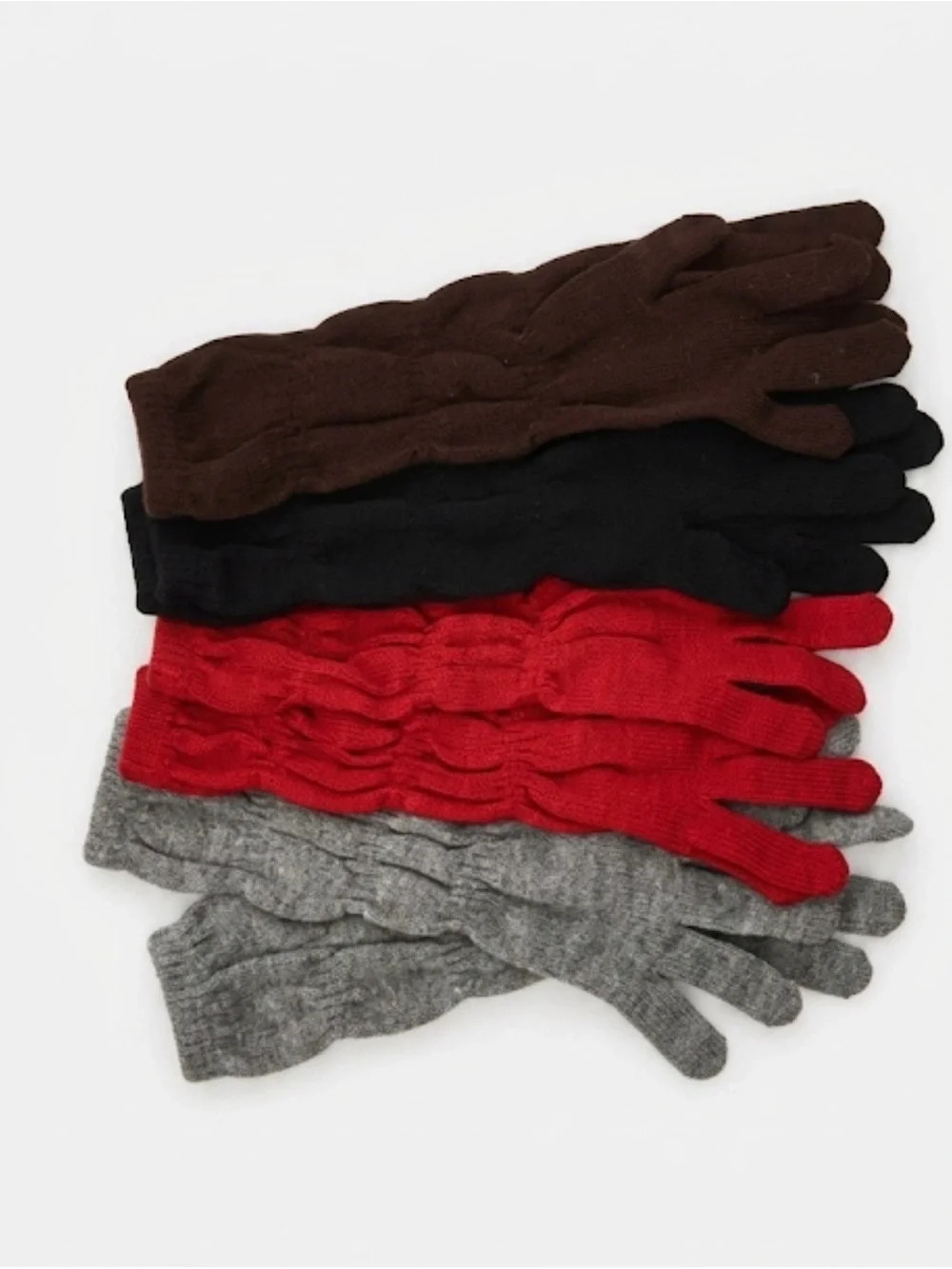 ♥️🖤🩶🤎 Long Scrunchie Sweater Gloves Set of Four 🤎🩶🖤❤️